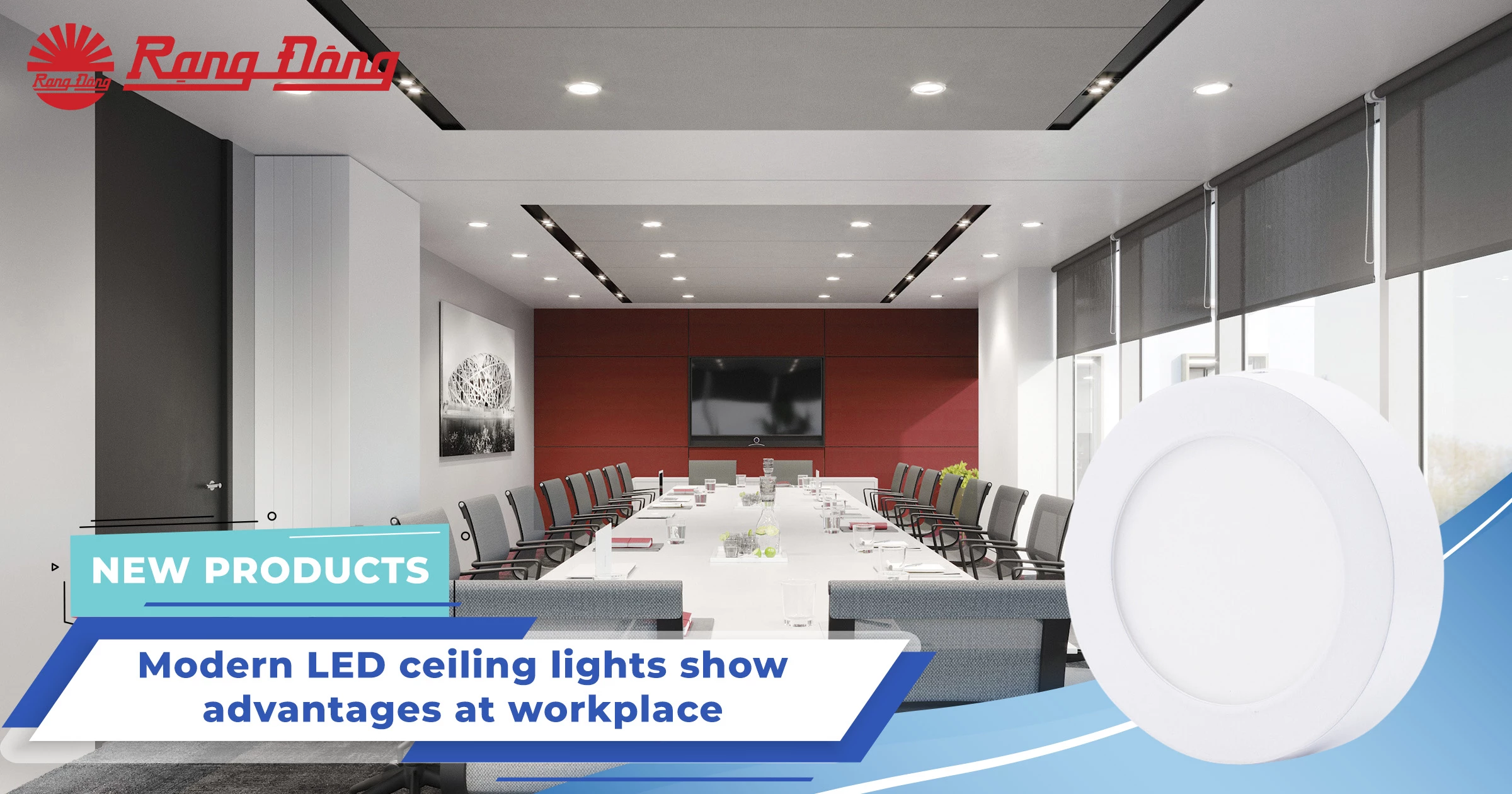 Modern LED ceiling lights show advantages at workplace
