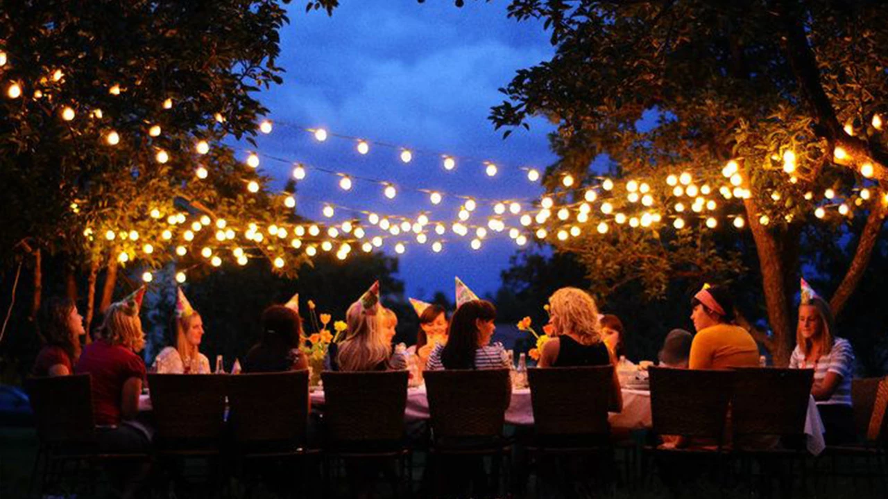 Beautiful outdoor LED lights for a party turn the space more sparkling